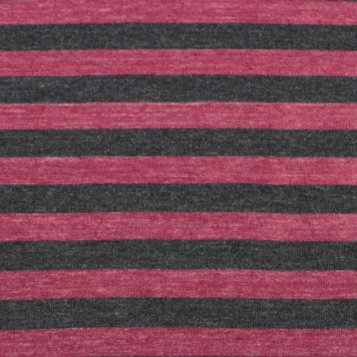 Heather Red and Black Stripe Tri Blend Cotton Jersey Knit Fabric