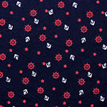 Silver Anchors on Black Cotton Jersey Knit Fabric
