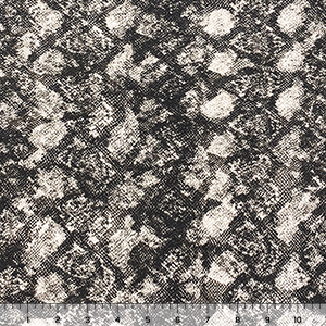 Grayscale Snakeskin on White Cotton Jersey Knit Fabric