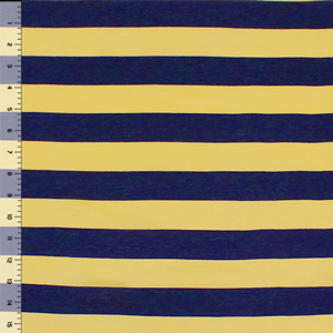 Banana Navy Rugby Stripe Cotton Jersey Blend Knit Fabric