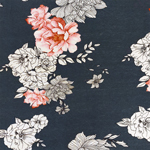 Silhouettes Floral on Midnight Cotton Jersey Blend Knit Fabric