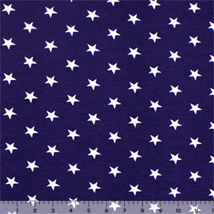 White Stars on Blue Cotton Spandex Knit Fabric