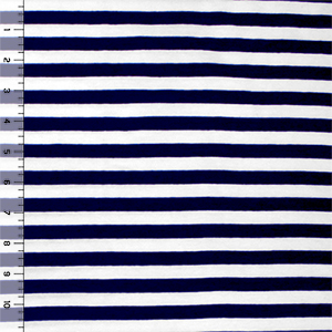 Navy Blue White Small Stripe Cotton Spandex Knit Fabric