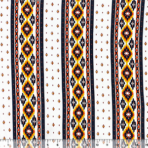 Navy Orange Diamond Vertical Stripes Double Brushed Jersey Spandex Blend Knit Fabric