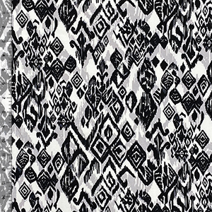 Black Gray Boho Diamonds Cotton Spandex Knit Fabric