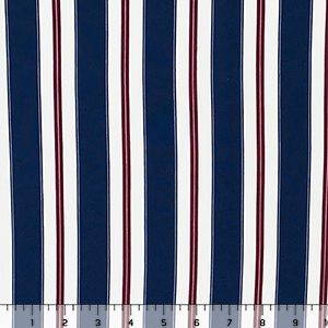 Navy Burgundy Vertical Stripes Double Brushed Jersey Spandex Blend Knit Fabric