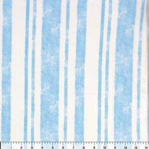 Sky Blue White Stamped Stripes Double Brushed Jersey Spandex Blend Knit Fabric
