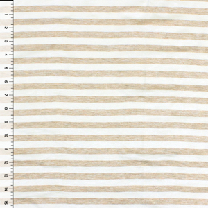 Oat And Ivory Stripe Cotton Jersey Spandex Blend Knit Fabric