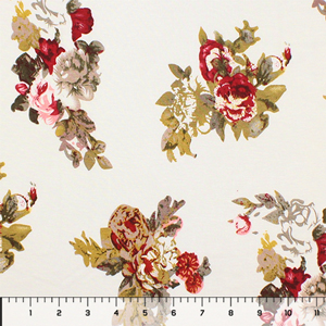 Bronze Taupe Ruby Floral Cotton Jersey Spandex Blend Knit Fabric