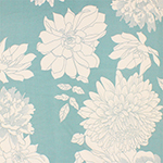 Big Ivory Mum Floral Silhouettes on Dusty Aqua Double Brushed Jersey Spandex Blend Knit Fabric