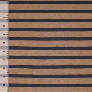 Coffee Black Breton Stripe Cotton Jersey Spandex Blend Knit Fabric
