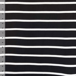 Ivory Black Breton Stripe Double Brushed Jersey Spandex Blend Knit Fabric