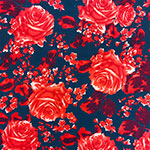 Big Red Roses on Deep Navy Double Brushed Jersey Spandex Blend Knit Fabric