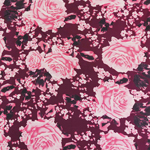 Big Pink Roses on Burgundy Double Brushed Jersey Spandex Blend Knit Fabric