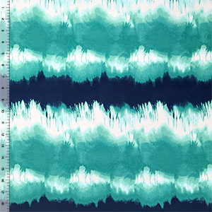 Navy Teal Tie Dye Double Brushed Jersey Spandex Blend Knit Fabric