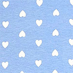 White Hearts on Sky Blue Cotton Jersey Spandex Blend Knit Fabric