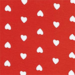White Hearts on Red Cotton Jersey Spandex Blend Knit Fabric