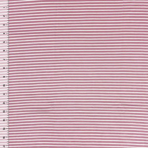 Small White Stripe on Dark Rose Cotton Jersey Spandex Blend Knit Fabric