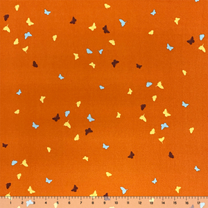 Butterfly Silhouettes on Pumpkin Double Brushed Jersey Spandex Blend Knit Fabric