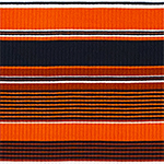 Rust Orange Black Retro Stripe Jersey Spandex Blend Ribbed Knit Fabric