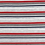 Red Gray Navy Blue Retro Stripe Jersey Spandex Blend Ribbed Knit Fabric