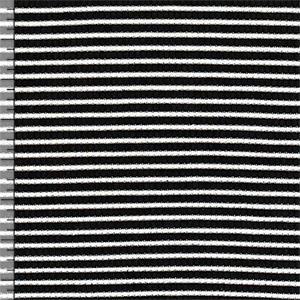 Black White Small Stripe Jersey Blend Ribbed Knit Fabric