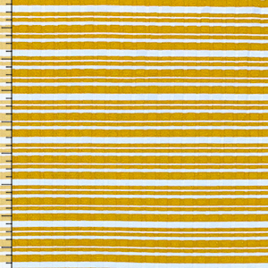 Marigold White Multi Stripe Jersey Spandex Blend Wide Wale Ribbed Knit Fabric