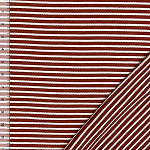 Brick White Small Stripe French Terry Blend Knit Fabric