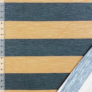Denim Black Cafe Big Stripe Inverted French Terry Blend Knit Fabric