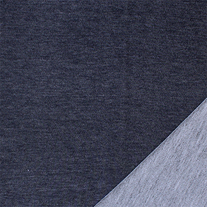 Denim Blue Solid French Terry Blend Knit Fabric