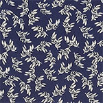 White Leaf Branches on Navy ITY Knit Fabric