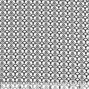Black Glyphs on White Single Spandex Knit Fabric