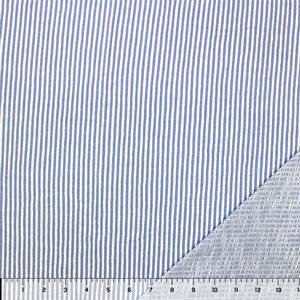 Sky Blue White Vertical Pinstripe Jersey Blend Double Knit Fabric