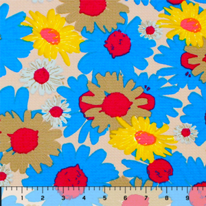 Royal Cafe Daisy Floral on Blush Liverpool Bullet Double Knit Fabric