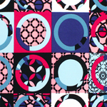 Black Pink Mod Circle Squares Liverpool Bullet Double Knit Fabric