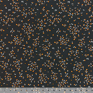Tiny Sherbet Tossed Flowers on Black Stretch Crepe Blend Knit Fabric