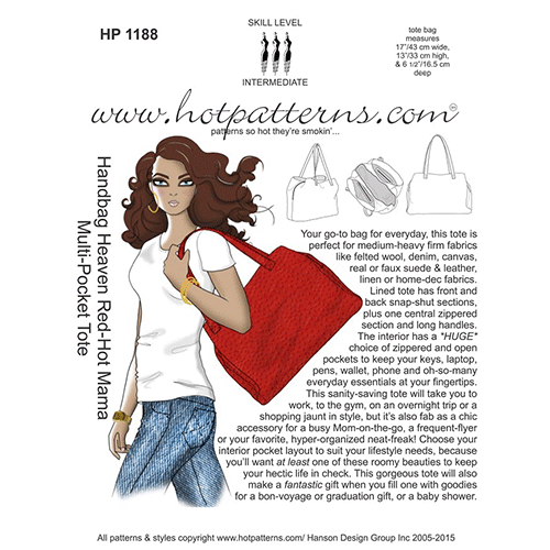 Hot Patterns Red Hot Moma Multi-Pocket Tote Sewing Pattern