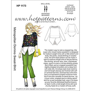 Hot Patterns Metropolitan Domino Sweat-Shirt Sewing Pattern