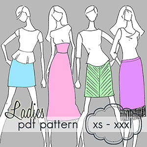 Jocole Ladies Yoga Pencil Skirt Sewing Pattern