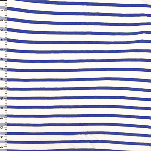 Royal Blue White Breton Stripe Cotton Jersey Knit Fabric