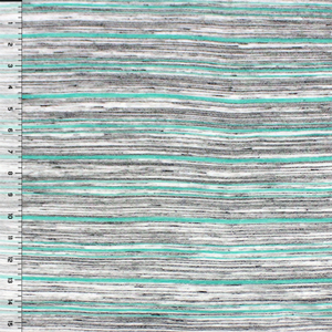 Mint Heather Black Multi Stripe Cotton Jersey Blend Knit Fabric