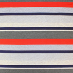Navy Red Gray Multi Stripe Modal Cotton Jersey Knit Fabric