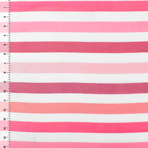 Half Yard Pink Ombre Stripes Cotton Jersey Blend Knit Fabric