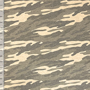 Muted Heather Camo Cotton Jersey Blend Knit Fabric