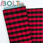 10 Yard Bolt Black Red Buffalo Plaid Cotton Spandex Knit Fabric