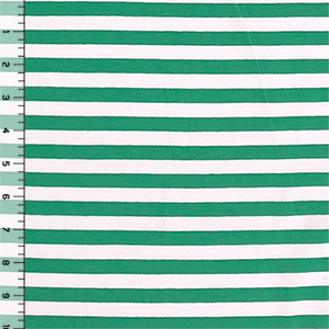 True Kelly Green White Small Stripe Cotton Spandex Knit Fabric