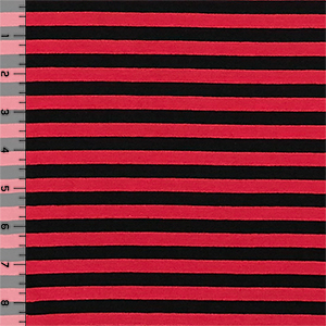 Half Yard True Red Black Small Stripe Cotton Spandex Knit Fabric