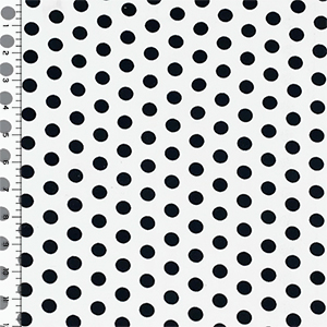 Half Yard Black Polka Dots on White Double Brushed Jersey Spandex Blend Knit Fabric