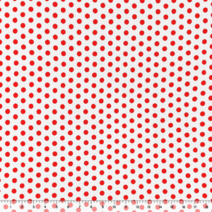 Red Polka Dots on White Double Brushed Jersey Spandex Blend Knit Fabric