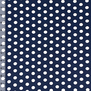 White Dots on Navy Double Brushed Jersey Spandex Blend Knit Fabric